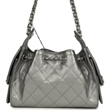 Chanel Chanel Mini 25 Hobo Bag Anthracite Metallic Caviar Silver Hardware | Thumbnail 4 Chanel Chanel Mini 25 Hobo Bag Anthracite Metallic Caviar Silver Hardware | Thumbnail 4