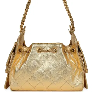 Chanel Chanel Mini 25 Hobo Bag Metallic Gold Caviar Caviar Antique Gold Hardware | Thumbnail 4 Chanel Chanel Mini 25 Hobo Bag Metallic Gold Caviar Caviar Antique Gold Hardware | Thumbnail 4