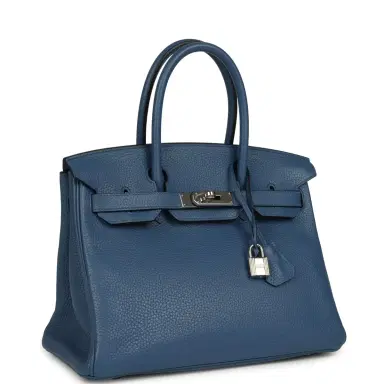 HERMÈS Pre-owned Hermes Birkin 30 Bleu Agate Clemence Palladium Hardware | Thumbnail 2 HERMÈS Pre-owned Hermes Birkin 30 Bleu Agate Clemence Palladium Hardware | Thumbnail 2