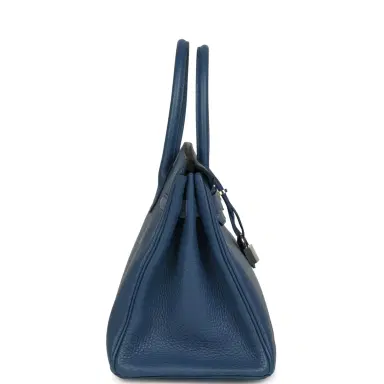 HERMÈS Pre-owned Hermes Birkin 30 Bleu Agate Clemence Palladium Hardware | Thumbnail 3 HERMÈS Pre-owned Hermes Birkin 30 Bleu Agate Clemence Palladium Hardware | Thumbnail 3