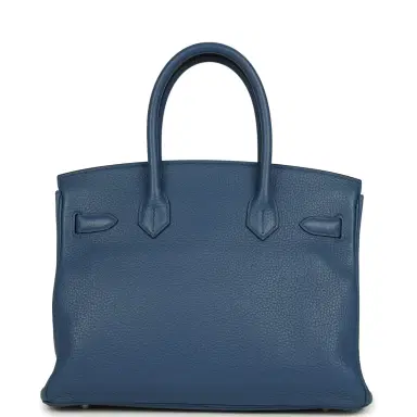 HERMÈS Pre-owned Hermes Birkin 30 Bleu Agate Clemence Palladium Hardware | Thumbnail 4 HERMÈS Pre-owned Hermes Birkin 30 Bleu Agate Clemence Palladium Hardware | Thumbnail 4