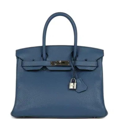 HERMÈS Pre-owned Hermes Birkin 30 Bleu Agate Clemence Palladium Hardware | Thumbnail 1 HERMÈS Pre-owned Hermes Birkin 30 Bleu Agate Clemence Palladium Hardware | Thumbnail 1