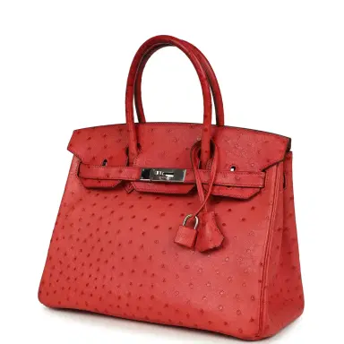 HERMÈS Pre-owned Hermes Birkin 30 Bougainvillea Ostrich Palladium Hardware | Thumbnail 5 HERMÈS Pre-owned Hermes Birkin 30 Bougainvillea Ostrich Palladium Hardware | Thumbnail 5