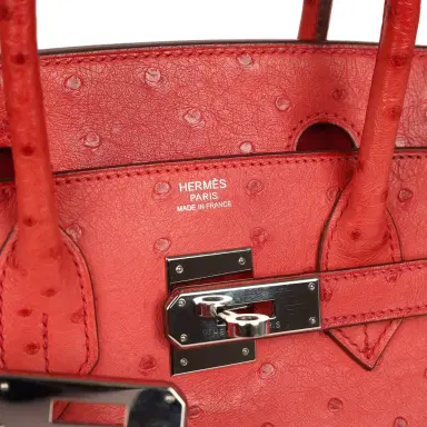 HERMÈS Pre-owned Hermes Birkin 30 Bougainvillea Ostrich Palladium Hardware | Thumbnail 7 HERMÈS Pre-owned Hermes Birkin 30 Bougainvillea Ostrich Palladium Hardware | Thumbnail 7