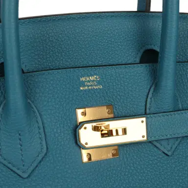 HERMÈS Pre-owned Hermes Birkin 30 Cobalt Togo Gold Hardware | Thumbnail 7 HERMÈS Pre-owned Hermes Birkin 30 Cobalt Togo Gold Hardware | Thumbnail 7