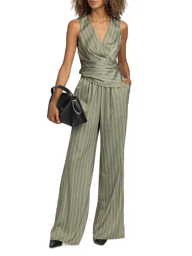 Ramy Brook Women's Sylvie Striped Wide-Leg Pants - Safari Green Seaside - Size XL | Thumbnail 2 Ramy Brook Women's Sylvie Striped Wide-Leg Pants - Safari Green Seaside - Size XL | Thumbnail 2