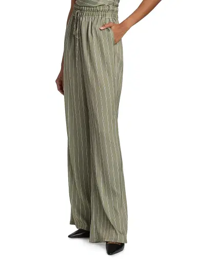 Ramy Brook Women's Sylvie Striped Wide-Leg Pants - Safari Green Seaside - Size XL | Thumbnail 4 Ramy Brook Women's Sylvie Striped Wide-Leg Pants - Safari Green Seaside - Size XL | Thumbnail 4