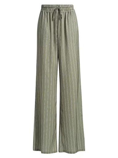 Ramy Brook Women's Sylvie Striped Wide-Leg Pants - Safari Green Seaside - Size XL | Thumbnail 1 Ramy Brook Women's Sylvie Striped Wide-Leg Pants - Safari Green Seaside - Size XL | Thumbnail 1