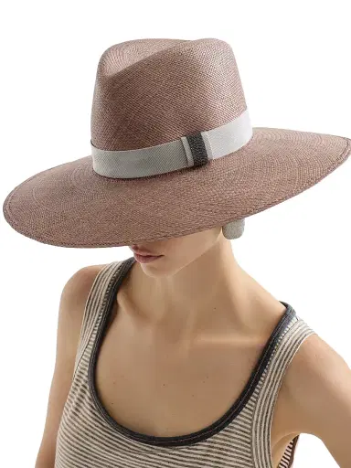 Brunello Cucinelli Women's Straw Fedora with Precious Leather Band - Brown | Thumbnail 5 Brunello Cucinelli Women's Straw Fedora with Precious Leather Band - Brown | Thumbnail 5
