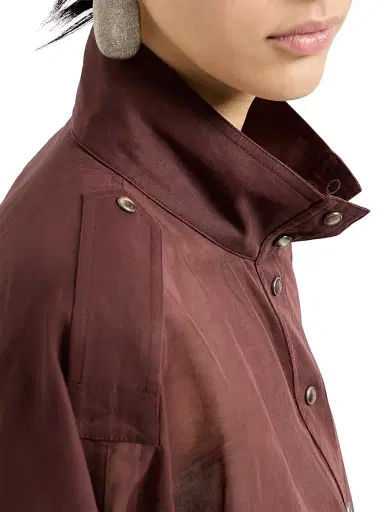 Brunello Cucinelli Women's Cotton Organza Outerwear Jacket with Monili - Bordeaux | Thumbnail 4 Brunello Cucinelli Women's Cotton Organza Outerwear Jacket with Monili - Bordeaux | Thumbnail 4