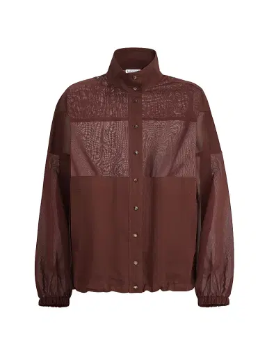 Brunello Cucinelli Women's Cotton Organza Outerwear Jacket with Monili - Bordeaux | Thumbnail 1 Brunello Cucinelli Women's Cotton Organza Outerwear Jacket with Monili - Bordeaux | Thumbnail 1
