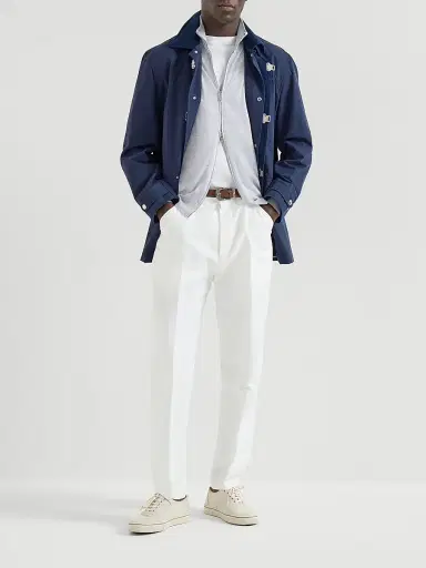 Brunello Cucinelli Men's Lightweight Cashmere, Silk and Linen Cardigan with Zipper - Pale Blue | Thumbnail 6 Brunello Cucinelli Men's Lightweight Cashmere, Silk and Linen Cardigan with Zipper - Pale Blue | Thumbnail 6