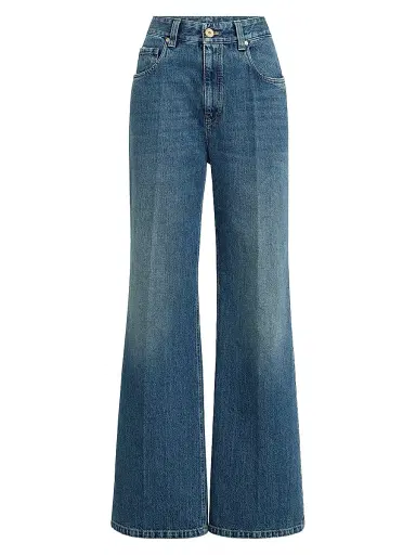 Brunello Cucinelli Women's Authentic Denim Contemporary Loose Trousers with Monili - Denim - Size 16 | Thumbnail 1 Brunello Cucinelli Women's Authentic Denim Contemporary Loose Trousers with Monili - Denim - Size 16 | Thumbnail 1