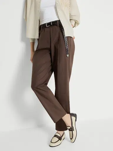 Brunello Cucinelli Women's Lightweight Poplin Five Pocket Track Trousers with Monili - Black | Thumbnail 23 Brunello Cucinelli Women's Lightweight Poplin Five Pocket Track Trousers with Monili - Black | Thumbnail 23