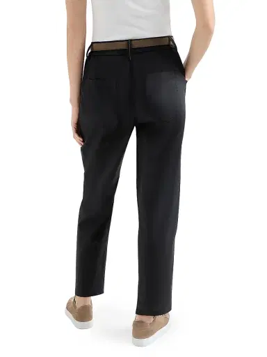 Brunello Cucinelli Women's Lightweight Poplin Five Pocket Track Trousers with Monili - Black | Thumbnail 4 Brunello Cucinelli Women's Lightweight Poplin Five Pocket Track Trousers with Monili - Black | Thumbnail 4