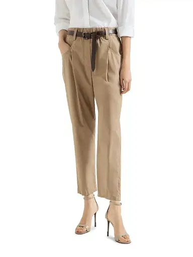 Brunello Cucinelli Women's Lightweight Poplin Five Pocket Track Trousers with Monili - Black | Thumbnail 8 Brunello Cucinelli Women's Lightweight Poplin Five Pocket Track Trousers with Monili - Black | Thumbnail 8