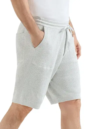 Brunello Cucinelli Men's Cotton English Rib Knit Bermuda Shorts - Fog | Thumbnail 3 Brunello Cucinelli Men's Cotton English Rib Knit Bermuda Shorts - Fog | Thumbnail 3