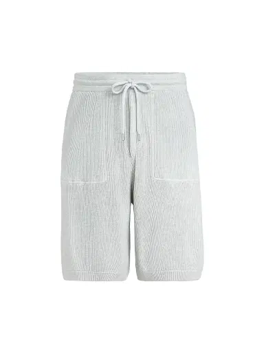 Brunello Cucinelli Men's Cotton English Rib Knit Bermuda Shorts - Fog | Thumbnail 1 Brunello Cucinelli Men's Cotton English Rib Knit Bermuda Shorts - Fog | Thumbnail 1