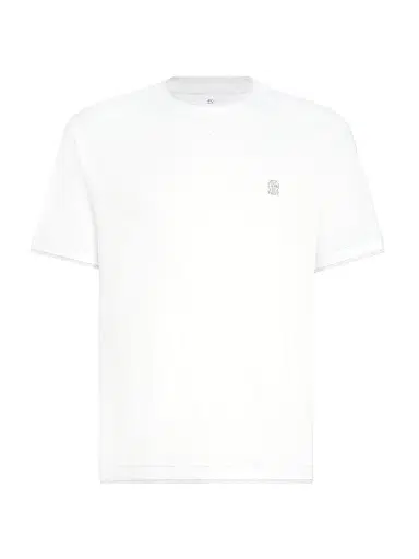 Brunello Cucinelli Men's Cotton Jersey Crew-Neck T-Shirt - White | Thumbnail 1 Brunello Cucinelli Men's Cotton Jersey Crew-Neck T-Shirt - White | Thumbnail 1