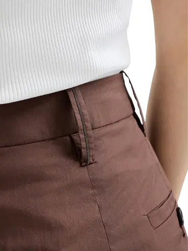 Brunello Cucinelli Women's Lightweight Poplin Wide Trousers with Monili - Cocoa | Thumbnail 5 Brunello Cucinelli Women's Lightweight Poplin Wide Trousers with Monili - Cocoa | Thumbnail 5