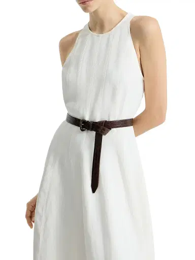Brunello Cucinelli Women's Viscose and Linen Fluid Twill Dress - White | Thumbnail 5 Brunello Cucinelli Women's Viscose and Linen Fluid Twill Dress - White | Thumbnail 5