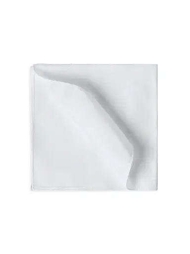 Brunello Cucinelli Men's Sea Island Cotton Twill Pocket Square for Tuxedo - White | Thumbnail 1 Brunello Cucinelli Men's Sea Island Cotton Twill Pocket Square for Tuxedo - White | Thumbnail 1