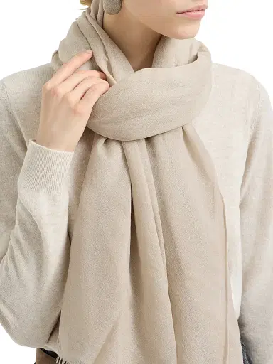 Brunello Cucinelli Women's Cashmere and Silk Scarf - Beige | Thumbnail 2 Brunello Cucinelli Women's Cashmere and Silk Scarf - Beige | Thumbnail 2