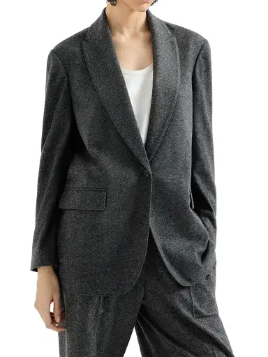 Brunello Cucinelli Women's Cashmere Jersey Blazer with Monili - Anthracite | Thumbnail 2 Brunello Cucinelli Women's Cashmere Jersey Blazer with Monili - Anthracite | Thumbnail 2