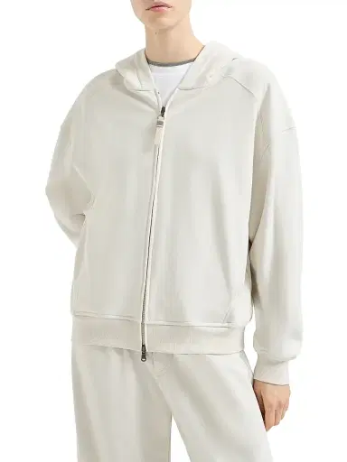 Brunello Cucinelli Women's Hooded Sweatshirt with Shiny Zipper Pull | Thumbnail 2 Brunello Cucinelli Women's Hooded Sweatshirt with Shiny Zipper Pull | Thumbnail 2