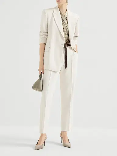 Brunello Cucinelli Women's Comfort Viscose Couture Twill Blazer with Monili - Milk | Thumbnail 6 Brunello Cucinelli Women's Comfort Viscose Couture Twill Blazer with Monili - Milk | Thumbnail 6