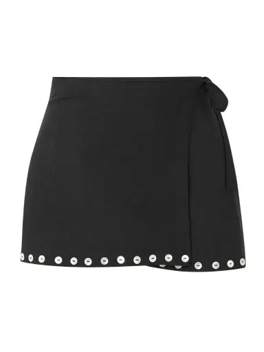 Staud Zandra Button-detailed Linen-blend Mini Wrap Skirt | Thumbnail 1 Staud Zandra Button-detailed Linen-blend Mini Wrap Skirt | Thumbnail 1