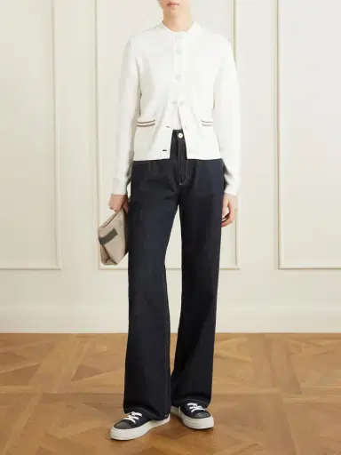 Brunello Cucinelli Bead-embellished Ribbed Cotton Cardigan | Thumbnail 2 Brunello Cucinelli Bead-embellished Ribbed Cotton Cardigan | Thumbnail 2
