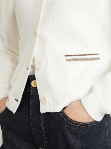 Brunello Cucinelli Bead-embellished Ribbed Cotton Cardigan | Thumbnail 5 Brunello Cucinelli Bead-embellished Ribbed Cotton Cardigan | Thumbnail 5