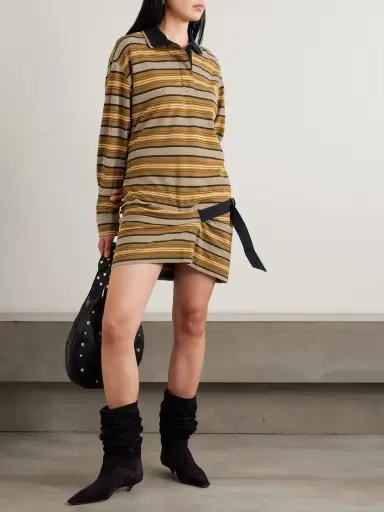 Marant Étoile Isea Gathered Buckle-detailed Organic Cotton-piqué Mini Dress | Thumbnail 2 Marant Étoile Isea Gathered Buckle-detailed Organic Cotton-piqué Mini Dress | Thumbnail 2