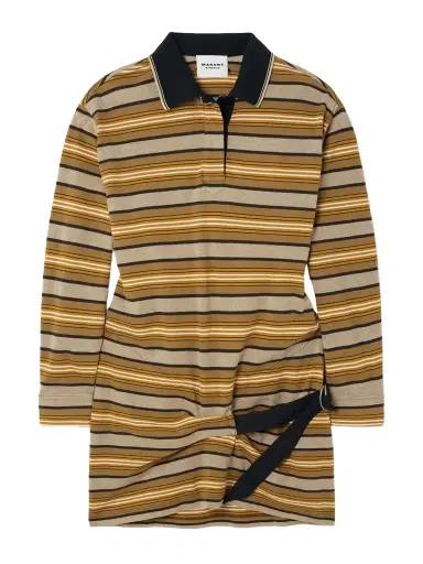 Marant Étoile Isea Gathered Buckle-detailed Organic Cotton-piqué Mini Dress | Thumbnail 1 Marant Étoile Isea Gathered Buckle-detailed Organic Cotton-piqué Mini Dress | Thumbnail 1