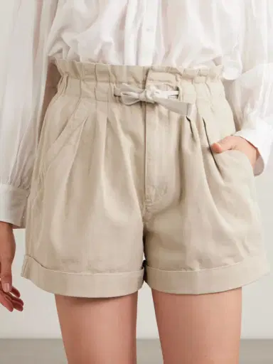 Marant Étoile Nirma Pleated Cotton And Linen-blend Twill Shorts | Thumbnail 3 Marant Étoile Nirma Pleated Cotton And Linen-blend Twill Shorts | Thumbnail 3