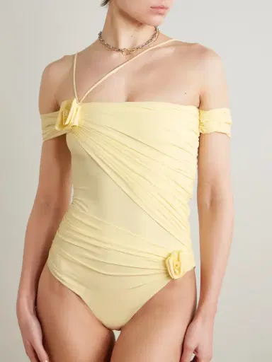 Maygel Coronel Fiorella Off-the-shoulder Appliquéd Ruched Swimsuit | Thumbnail 2 Maygel Coronel Fiorella Off-the-shoulder Appliquéd Ruched Swimsuit | Thumbnail 2