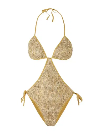 Missoni Mare Cutout Sequin-embellished Striped Metallic Crochet-knit Swimsuit | Thumbnail 1 Missoni Mare Cutout Sequin-embellished Striped Metallic Crochet-knit Swimsuit | Thumbnail 1