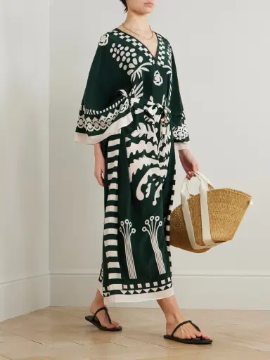 Eres Holi Belted Printed Silk Crepe De Chine Cover-up | Thumbnail 2 Eres Holi Belted Printed Silk Crepe De Chine Cover-up | Thumbnail 2