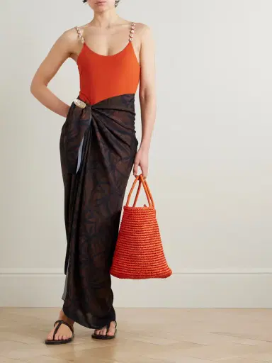 SARA CRISTINA Embellished Printed Voile Pareo | Thumbnail 2 SARA CRISTINA Embellished Printed Voile Pareo | Thumbnail 2