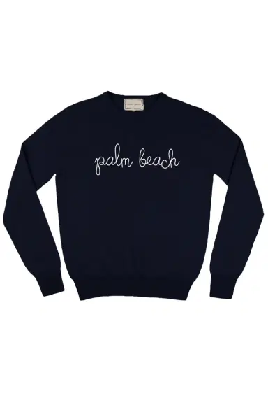 LINGUA FRANCA Palm Beach Crewneck - Navy | Thumbnail 1 LINGUA FRANCA Palm Beach Crewneck - Navy | Thumbnail 1