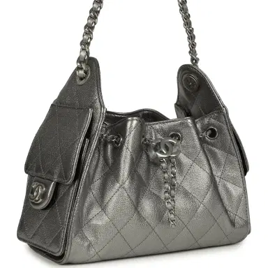 Chanel Chanel Mini 25 Hobo Bag Anthracite Metallic Caviar Silver Hardware | Thumbnail 2 Chanel Chanel Mini 25 Hobo Bag Anthracite Metallic Caviar Silver Hardware | Thumbnail 2