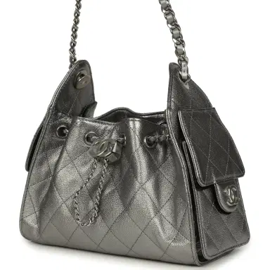Chanel Chanel Mini 25 Hobo Bag Anthracite Metallic Caviar Silver Hardware | Thumbnail 3 Chanel Chanel Mini 25 Hobo Bag Anthracite Metallic Caviar Silver Hardware | Thumbnail 3