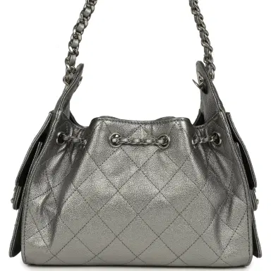 Chanel Chanel Mini 25 Hobo Bag Anthracite Metallic Caviar Silver Hardware | Thumbnail 5 Chanel Chanel Mini 25 Hobo Bag Anthracite Metallic Caviar Silver Hardware | Thumbnail 5