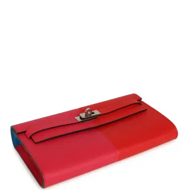HERMÈS Hermes Kelly Wallet To Go Casaque Rouge De Coeur, Rose Extreme and Bleu Zanzibar Epsom Palladium Hardware | Thumbnail 6 HERMÈS Hermes Kelly Wallet To Go Casaque Rouge De Coeur, Rose Extreme and Bleu Zanzibar Epsom Palladium Hardware | Thumbnail 6