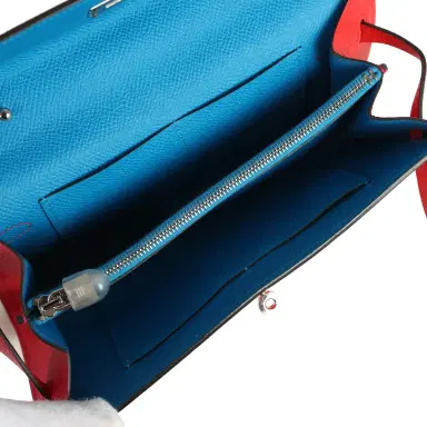 HERMÈS Hermes Kelly Wallet To Go Casaque Rouge De Coeur, Rose Extreme and Bleu Zanzibar Epsom Palladium Hardware | Thumbnail 7 HERMÈS Hermes Kelly Wallet To Go Casaque Rouge De Coeur, Rose Extreme and Bleu Zanzibar Epsom Palladium Hardware | Thumbnail 7