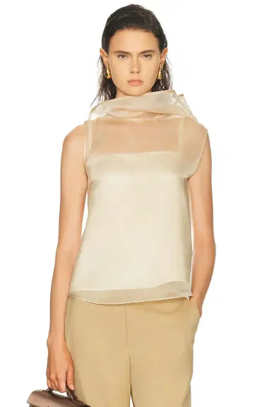 SEV High Neck Organza and Satin Lining Colum Top | Thumbnail 1 SEV High Neck Organza and Satin Lining Colum Top | Thumbnail 1