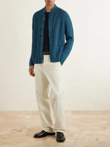 Inis Meáin Lightkeeper Ribbed Linen Cardigan - Men | Thumbnail 2 Inis Meáin Lightkeeper Ribbed Linen Cardigan - Men | Thumbnail 2