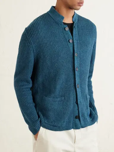 Inis Meáin Lightkeeper Ribbed Linen Cardigan - Men | Thumbnail 3 Inis Meáin Lightkeeper Ribbed Linen Cardigan - Men | Thumbnail 3