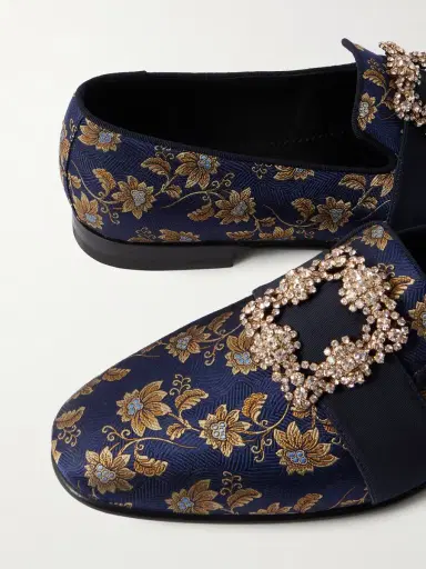 Manolo Blahnik Carlton Crystal-Embellished Floral-Jacquard Loafers - Men | Thumbnail 5 Manolo Blahnik Carlton Crystal-Embellished Floral-Jacquard Loafers - Men | Thumbnail 5